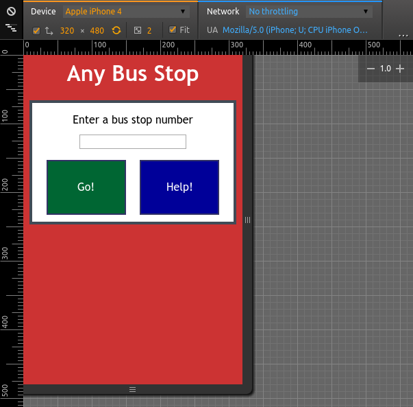 Any bus Stop on Chrome's iPhone 4 simulated display size